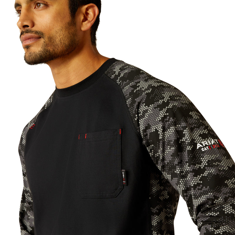 Ariat FR AC Stretch Camo Baseball T-Shirt