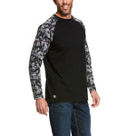 Ariat Men's FR Baseball T-Shirt - Black/Camo