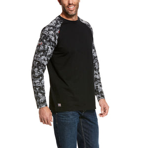 Ariat Men's FR Baseball T-Shirt - Black/Camo